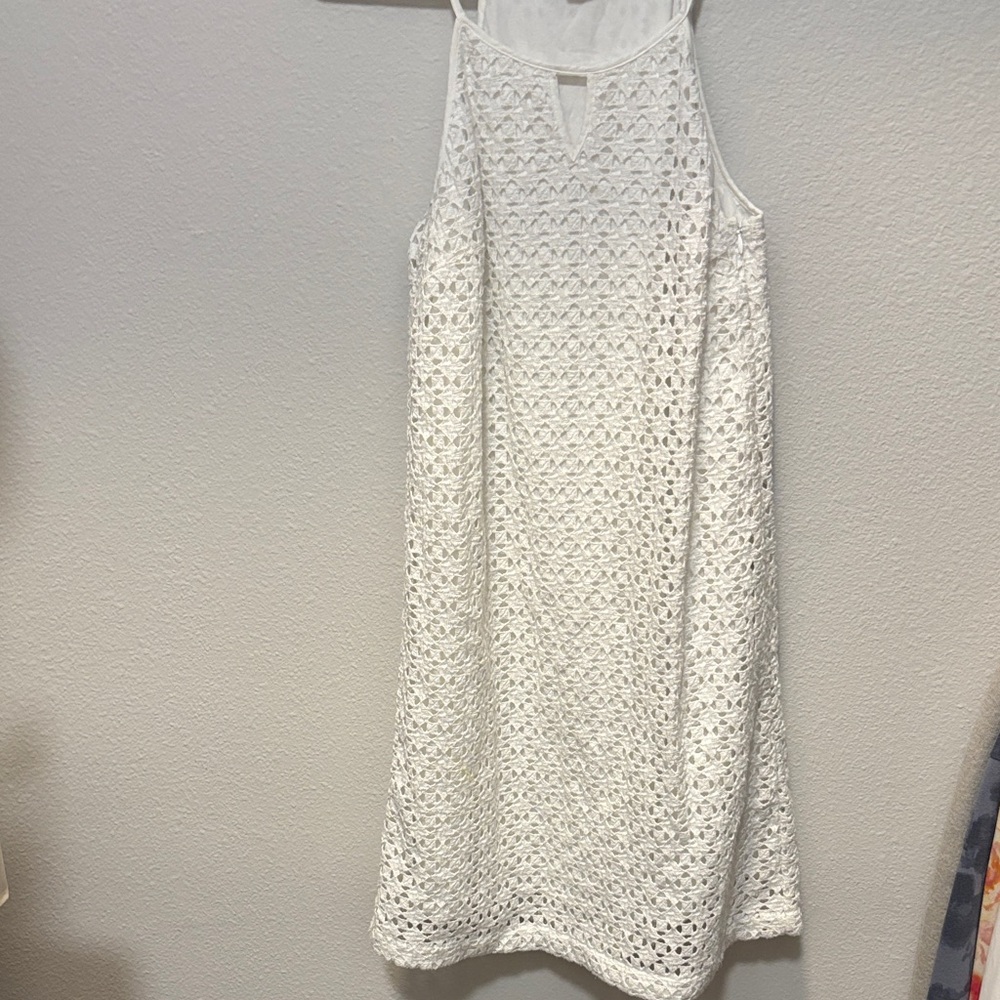 Lucky Brand White Eyelet Midi Dress Xs